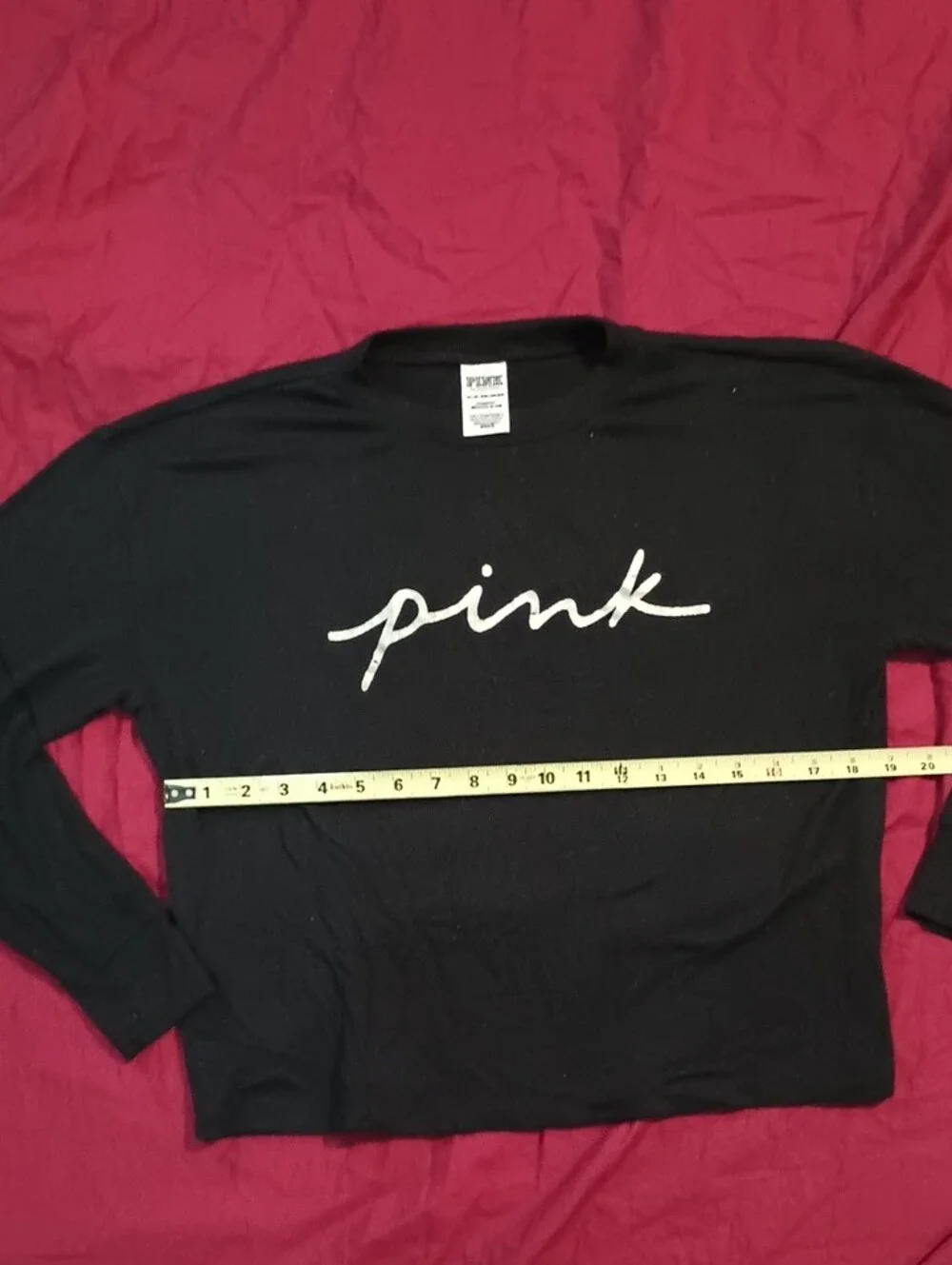 Victoria's Secret PINK Black Shirt Woman's XS Lightweight Long sleeve T-shirt 👕 - Picture 5 of 7